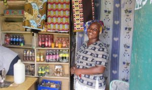 women and food stand